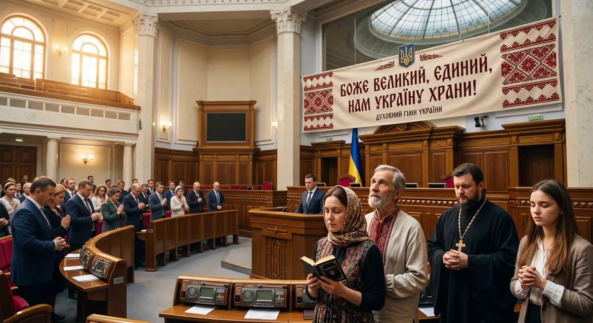 Депутати та духовенство Верховної Ради виконують Духовний гімн України