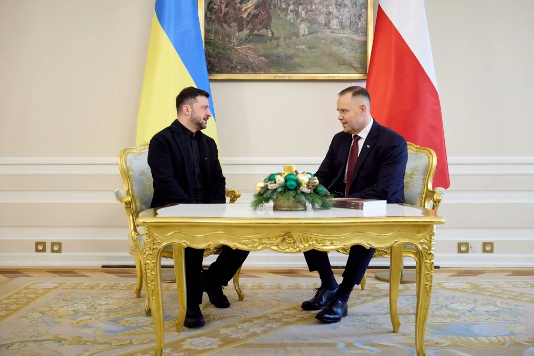 Кароль Навроцький та Володимир Зеленський під час зустрічі президентів Польщі й України