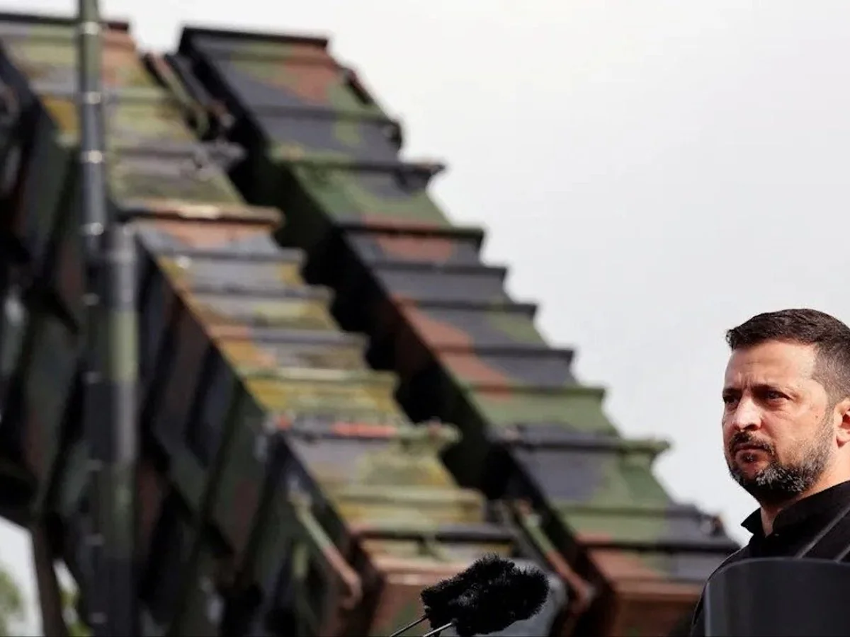 Володимир Зеленський на тлі пускової установки ракет Patriot